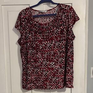 Kasper Red and Black Geometric Blouse